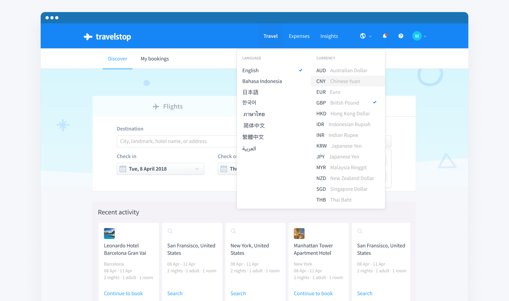 Multi-Currency Language-Travelstop